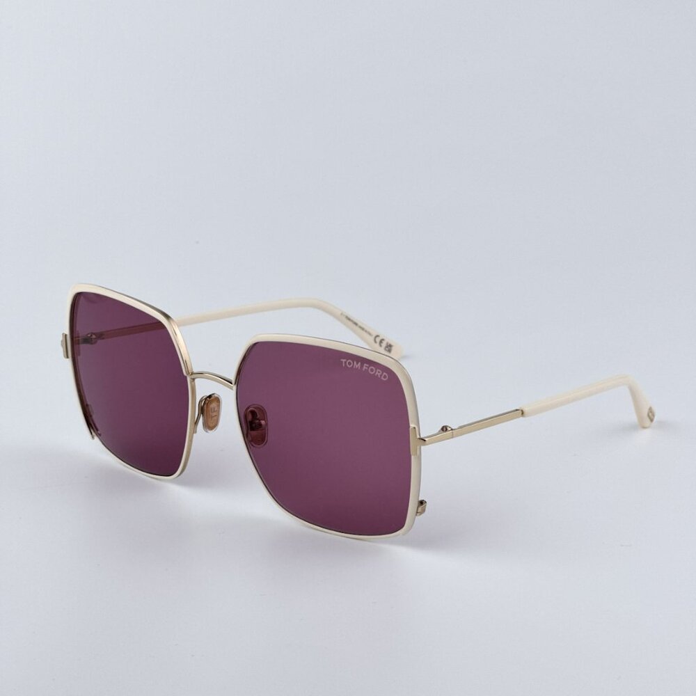 Tom Ford Women BRAND NEW Sunglasses RAPHAELA Rose Gold Violet Square FT1006 32Y - Picture 8 of 10